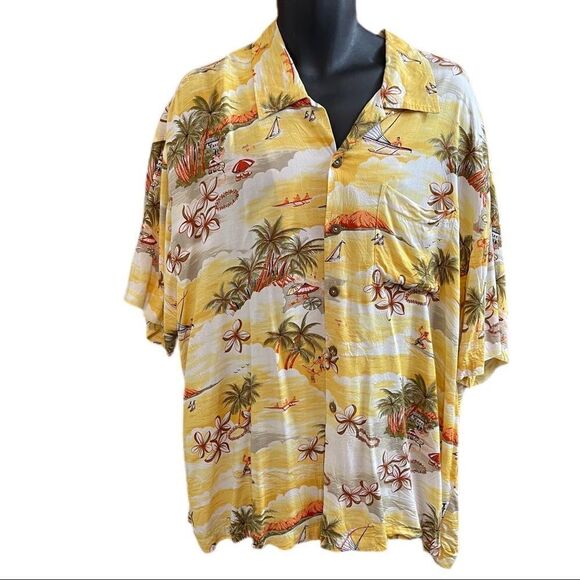 Toes On The Nose Palm Tropical Button Up Shirt Size 2XL XXL - Picture 1 of 7